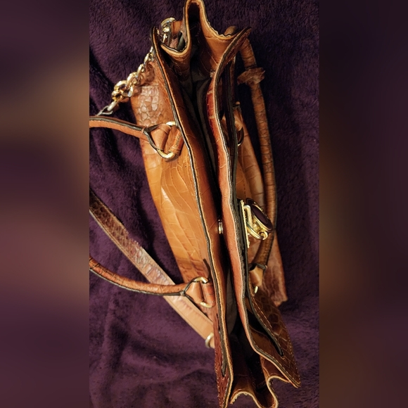 🌟LIMITED EDITION🌟 Michael Kors Hamilton Croc Crocodile Leather Brown Satchel - Picture 16 of 16